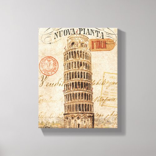 Vintage Leaning Tower of Pisa Canvas Print