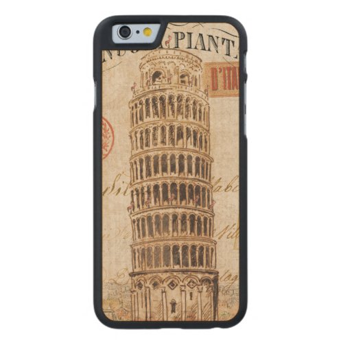 Vintage Leaning Tower of Pisa Carved Maple iPhone 6 Slim Case
