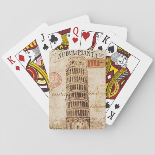 Vintage Leaning Tower of Pisa Playing Cards