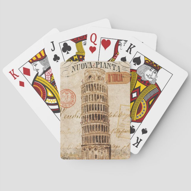 Vintage Leaning Tower of Pisa Poker Cards (Back)