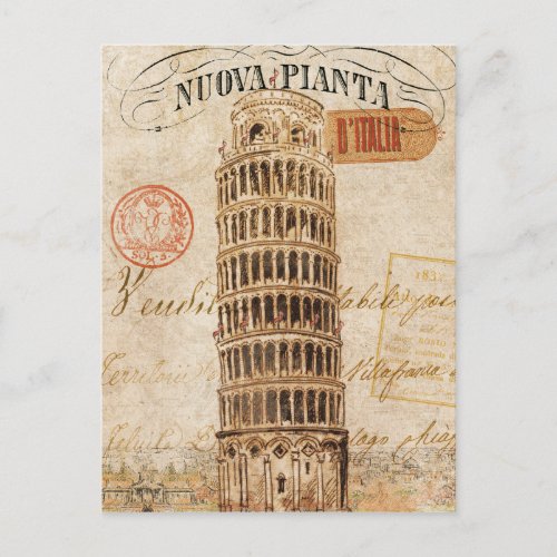 Vintage Leaning Tower of Pisa Postcard