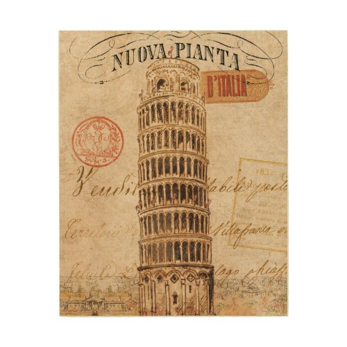Vintage Leaning Tower of Pisa Wood Wall Decor