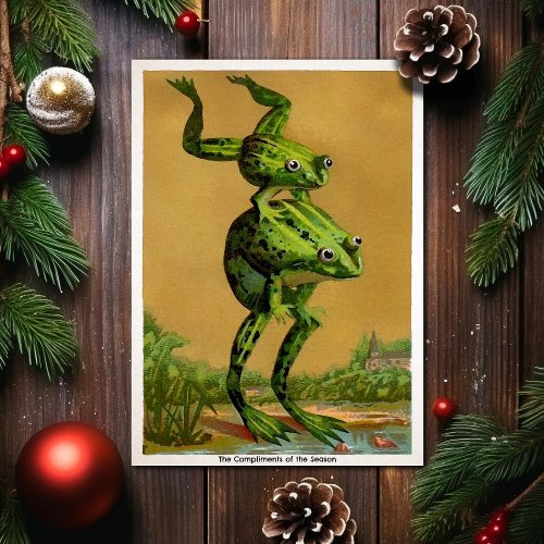 Vintage Leap Frogs Christmas Card