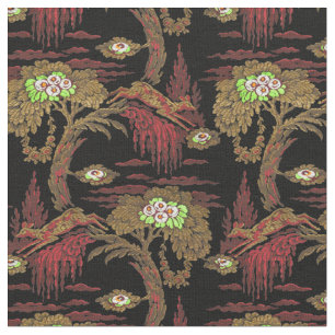 Vintage Leaping Deer Pattern Fabric