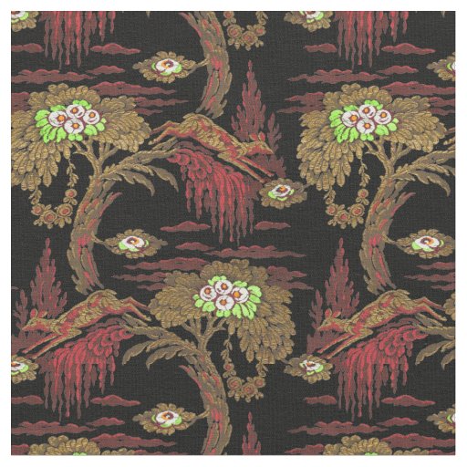 Vintage Leaping Deer Pattern Fabric