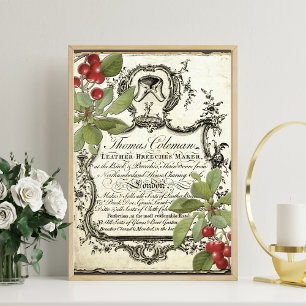 Vintage leather advertising and flowers poster