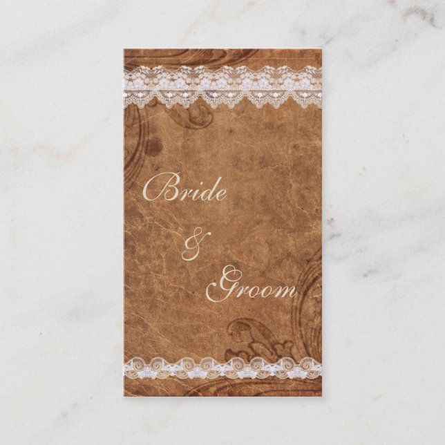 Vintage Leather and Lace Bridal Registry Card (Front)