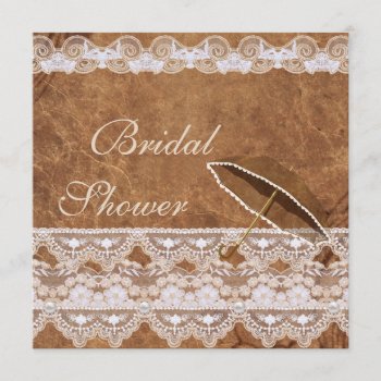Vintage Leather And Lace Bridal Shower Invitation by Wedding_Trends at Zazzle