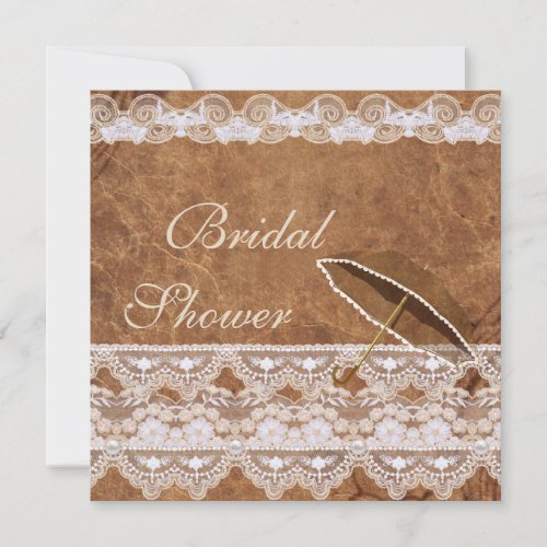 Vintage Leather and Lace Bridal Shower Invitation