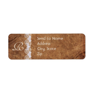 Vintage Leather and Lace Monogram Address Label