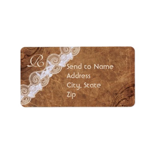 Vintage Leather and Lace Monogram Address Label