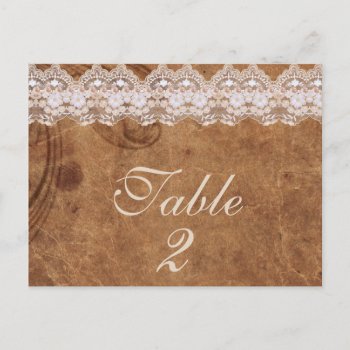 Vintage Leather And Lace Table Number Card by Wedding_Trends at Zazzle