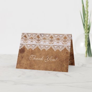 Vintage Leather And Lace Thank You Card by Wedding_Trends at Zazzle