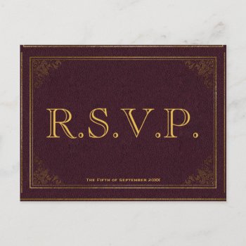 Vintage Leather Book Bibliophile Rsvp Card by Youre_Invited at Zazzle