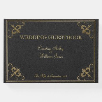 Vintage Leather Book Wedding Guestbook by Youre_Invited at Zazzle