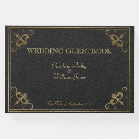 Vintage Leather Book Wedding Guestbook