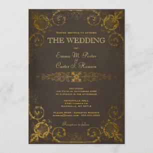 Vintage Leather Book Wedding Invitation