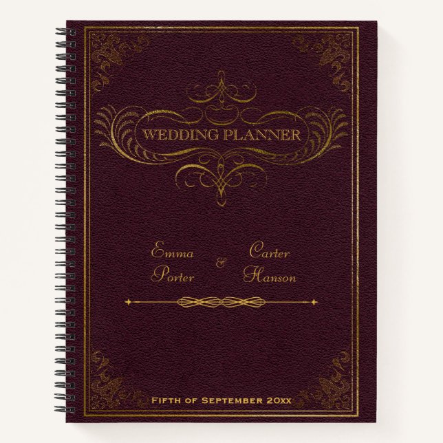 Vintage Leather Book Wedding Planner (Front)