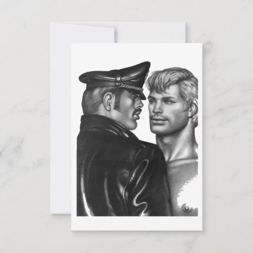 Vintage Leather Daddy Dom Sub Drawing Shirt Thank You Card