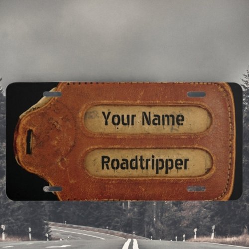 Vintage Leather ID Tag License Plate