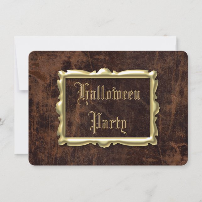 Vintage Leather-look Halloween Party Invitation (Front)