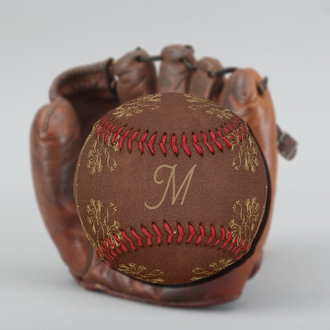 Vintage Leather Look -monogrammed Softball (Creator Uploaded)