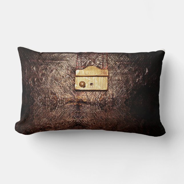 vintage leather lumbar pillow (Front)