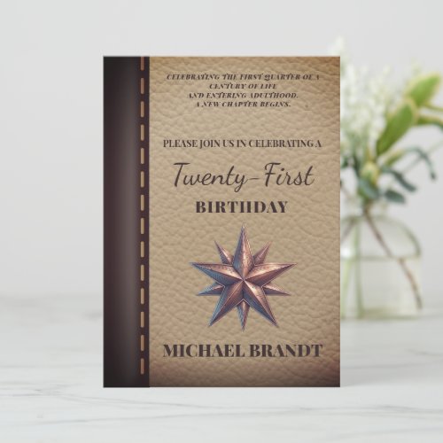 Vintage Leather New Chapter Birthday Invitation