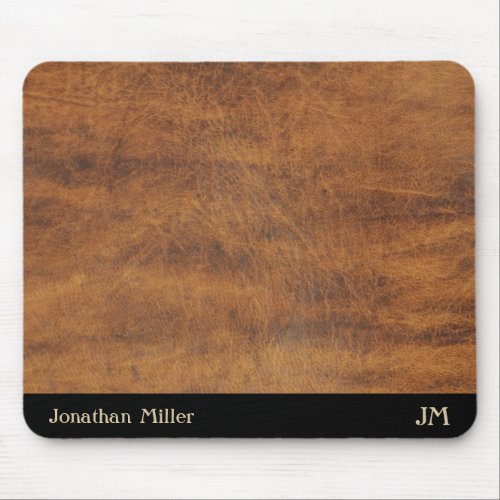 Vintage Leather Personalised Name Initial Desk Mat Mouse Pad