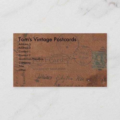 Vintage Leather Postcard Business Card Templates