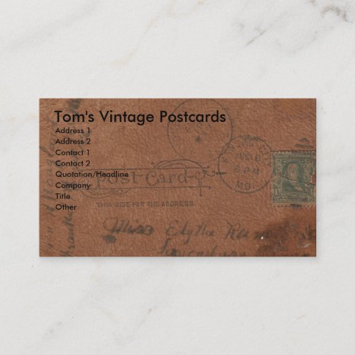 Customizable Vintage Leather Postcard Business Card Templates