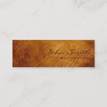 Vintage Leather Professional Golf Instructor Mini Business Card by cardfactory at Zazzle