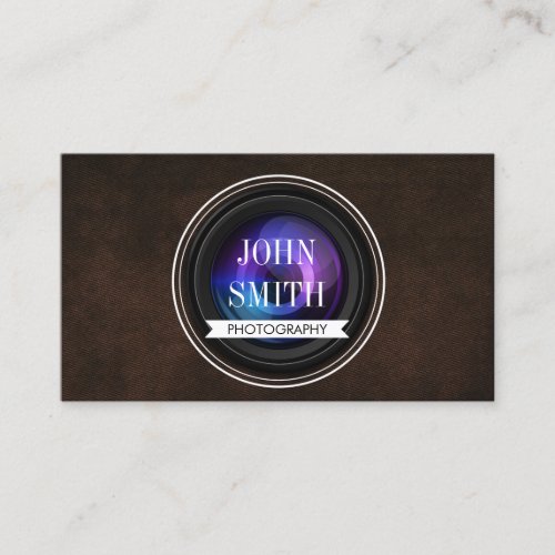 Vintage Leather QR Code Photography Business Card