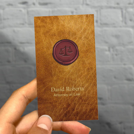 Vintage Leather Red Wax Attorney At Law Business Card