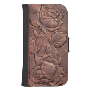 Vintage leather rose look wallet phone case for samsung galaxy s4
