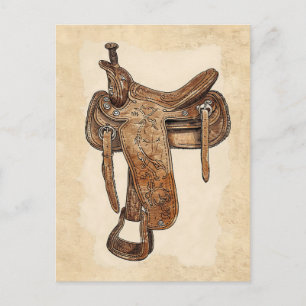 Vintage Leather Saddle Wall Art Postcard