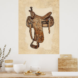 Vintage Leather Saddle Wall Art Printable
