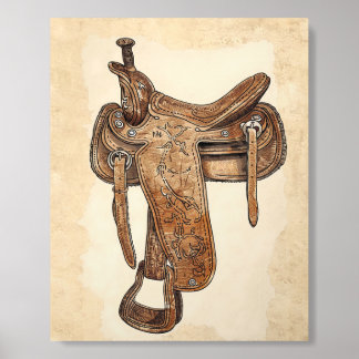 Vintage Leather Saddle Wall Art Printable Acrylic Photo Tile