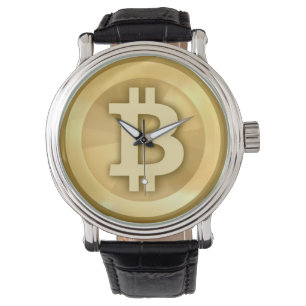 Vintage Leather Strap Bitcoin Watch