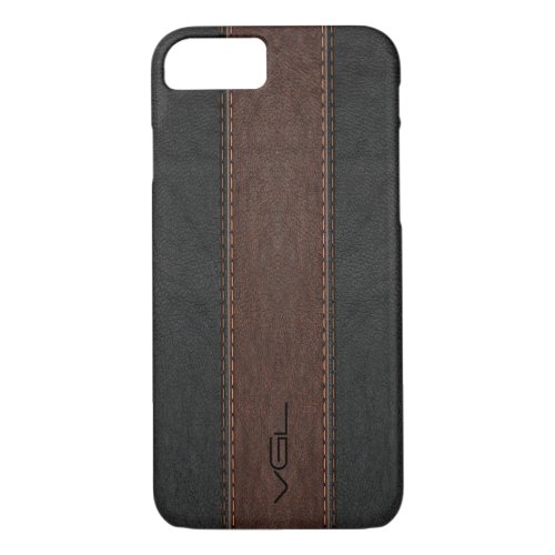 Vintage Leather Stripes In Black  Brown iPhone 87 Case