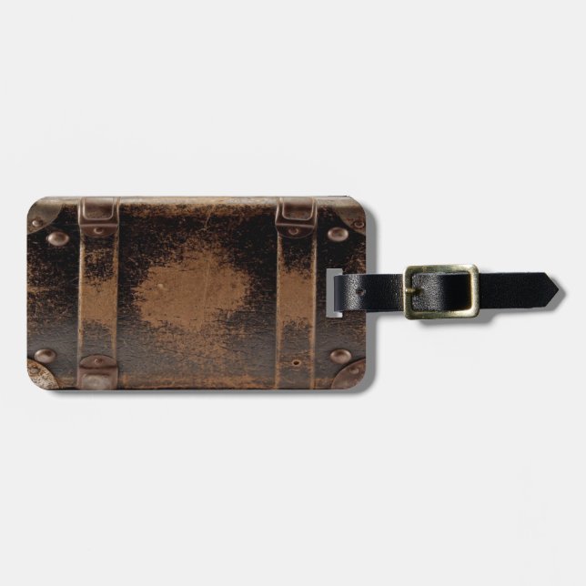 Vintage Leather Suitcase Luggage Tag (Front Horizontal)