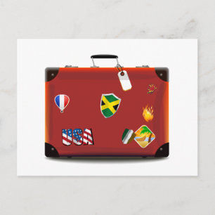 Vintage Leather Suitcase Postcard
