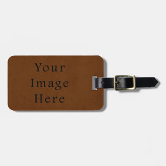 Vintage Leather Tanned Brown Parchment Paper Luggage Tag