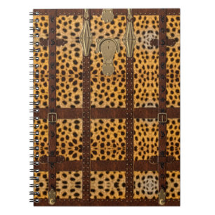 Vintage Leather Tribal Cheetah Animal Print Notebook