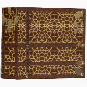Vintage Leather Tribal Giraffe Animal Print 3 Ring Binder