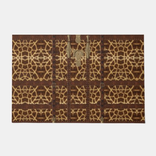 Vintage Leather Tribal Giraffe Animal Print Doormat