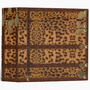 Vintage Leather Tribal Jaguar Animal Print 3 Ring Binder