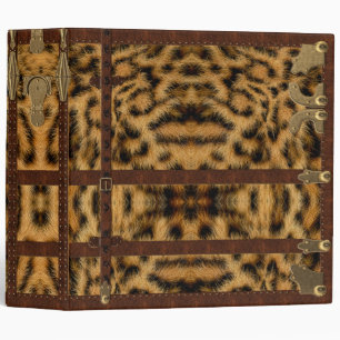 Vintage Leather Tribal Leopard Animal Print 3 Ring Binder