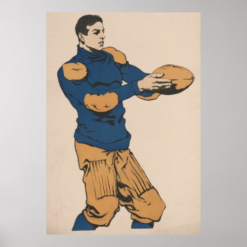 Vintage Leatherhead Football Player Illustration Poster