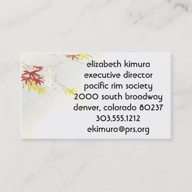 Vintage Leaves Asian Style Business Cards (Front)
